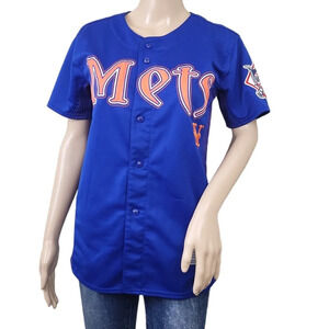 PO SPORTS MLB NEW YORK METS SANTANA 57 BLUE JERSEY SHIRT Large L
